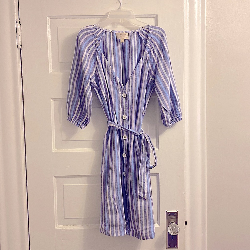 Anthropologie Linen Striped Dress - Cloth and Stone Size XS